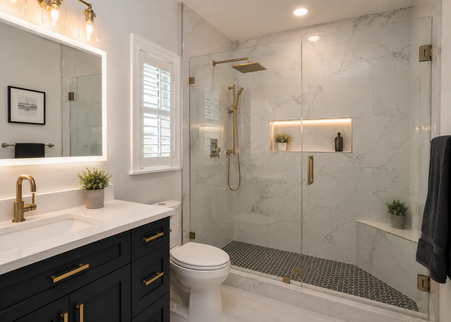 modern shower replacement in Winchester Nevada bathroom remodel